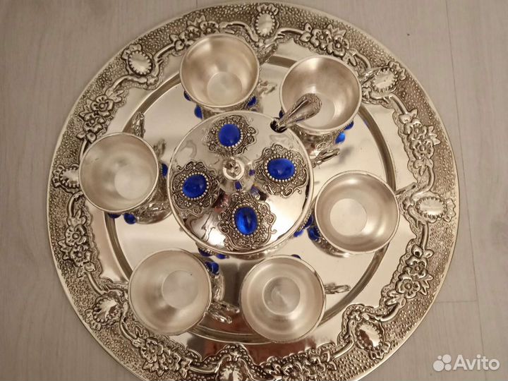 Подарочный набор с посеребрением. Поднос, сахарниц