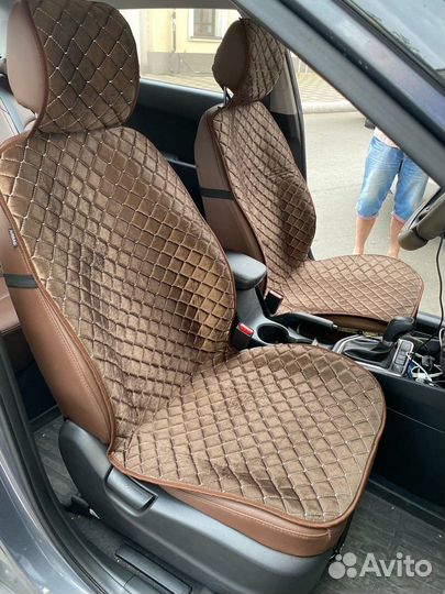 Накидки на сиденья велюр коричневый глянцевый