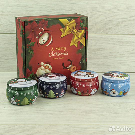 Набор 4 шт сувенирных баночек Новый Год 130 мл №24