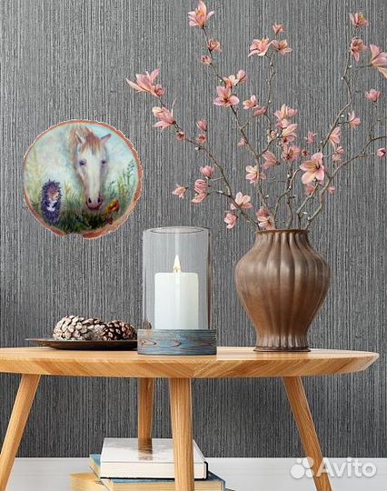 Картина на спиле дерева Ёжик в тумане с Лошадкой