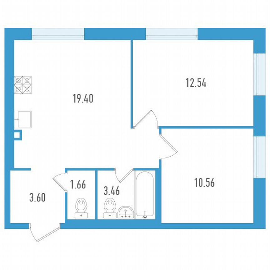 2-к. квартира, 51 м², 2/25 эт.