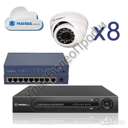 Система видеонаблюдения IP для помещений 8шт 960Р