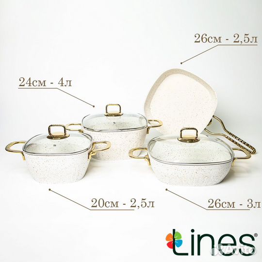 Набор кастрюль гранит антипригарное покрытие Defne