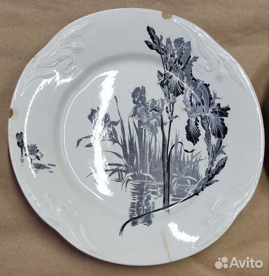 Тарелки Кузнецов Ирисы черные Фаянс Интерьер