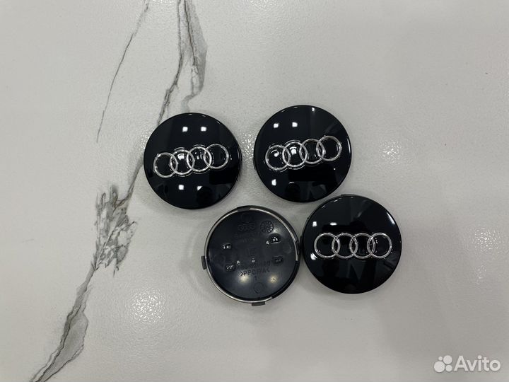 Колпачки в диски Audi 60 мм черные колесные