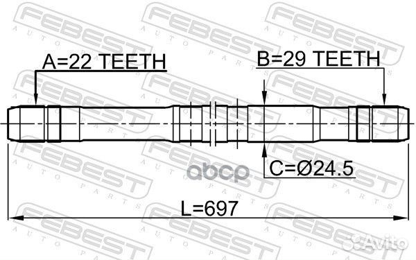 Полуось правая 29x697x22 (daewoo nexia 1500I (G