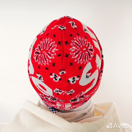 Шапка Supreme Bandana Big Logo Beanie Red