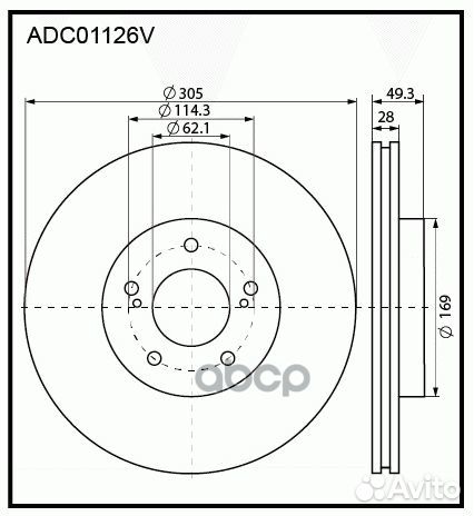 Диск тормозной перед 7,6 ADC01126V allied N
