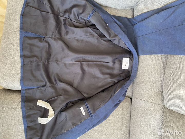 Пиджак детский для школы zara + рубашка синий р134