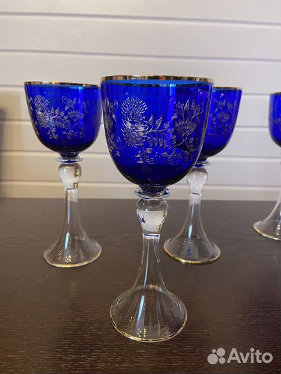 Конфетница, бокалы Bogemia винтаж