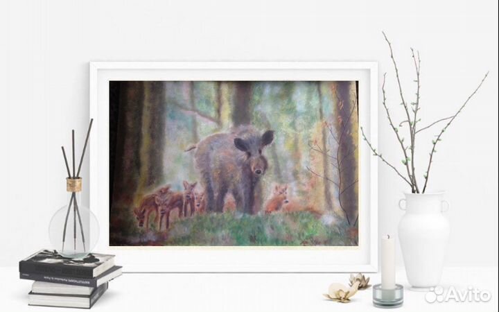 Картина На прогулке гуашь