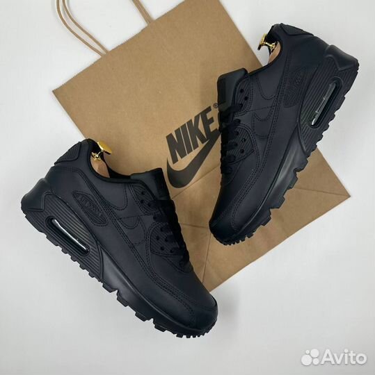 Кожанные Nike Air Max 90 Black