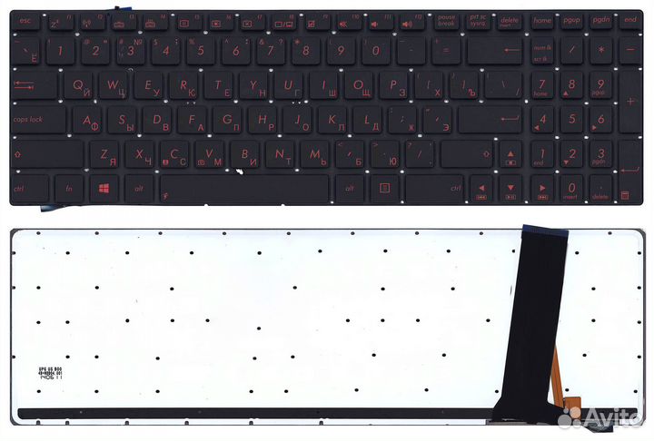 Клавиатура для Asus N550J N750J Черная с красными