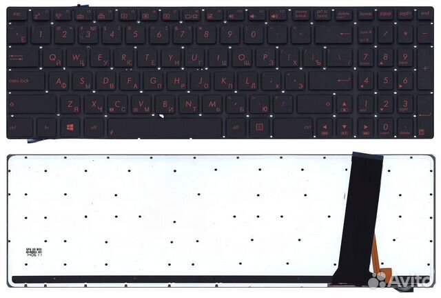 Клавиатура для Asus N550J N750J Черная с красными