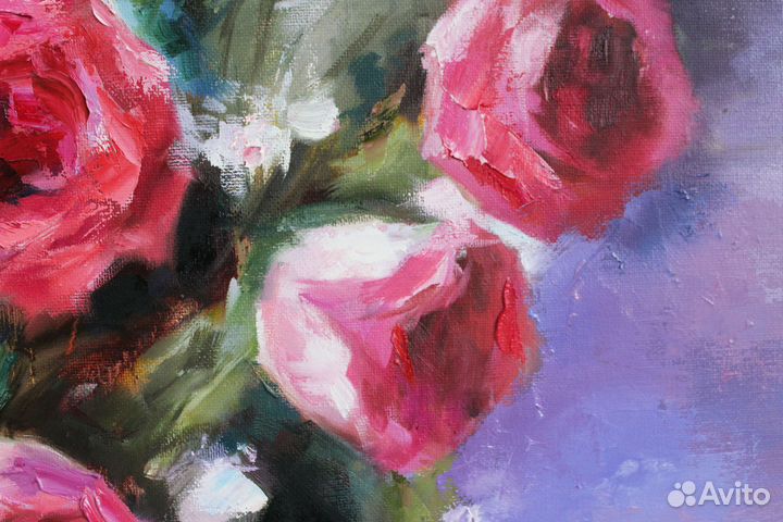 Картина маслом на холсте с розами