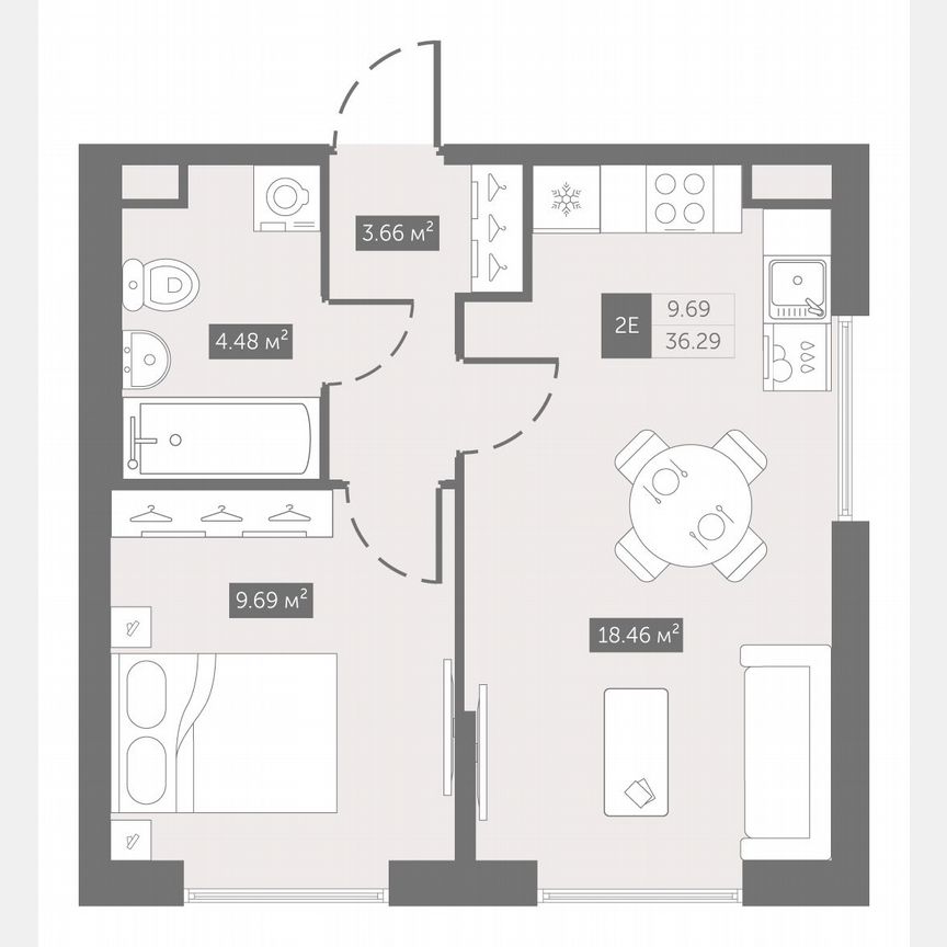 1-к. квартира, 36,3 м², 2/10 эт.