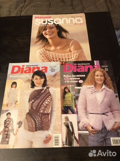 Журналы и книга по вязанию крючком и спицами
