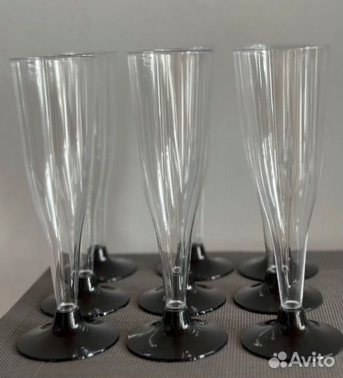 Одноразовые фужеры бокалы для шампанского 10 шт