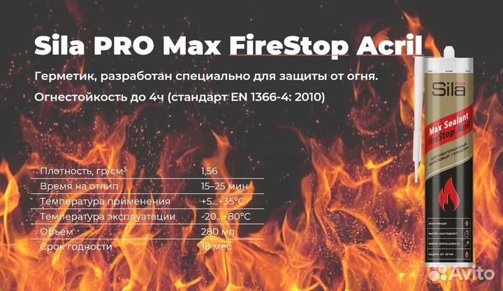 Герметик акриловый противопожарный Sila Pro, 280мл