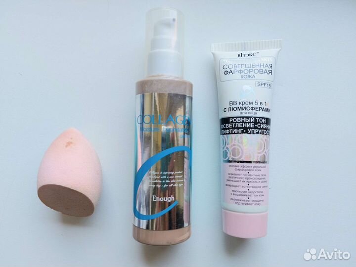 Тональный крем collagen + в подарок спонж