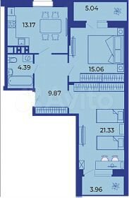 2-к. квартира, 68,3 м², 2/16 эт.