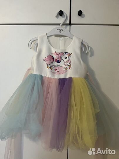 Платье Единорог для девочки размер 80-86