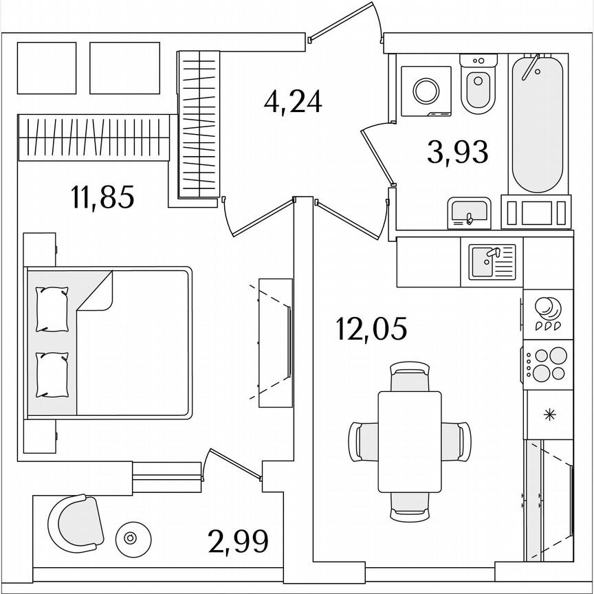 1-к. квартира, 33,6 м², 10/18 эт.