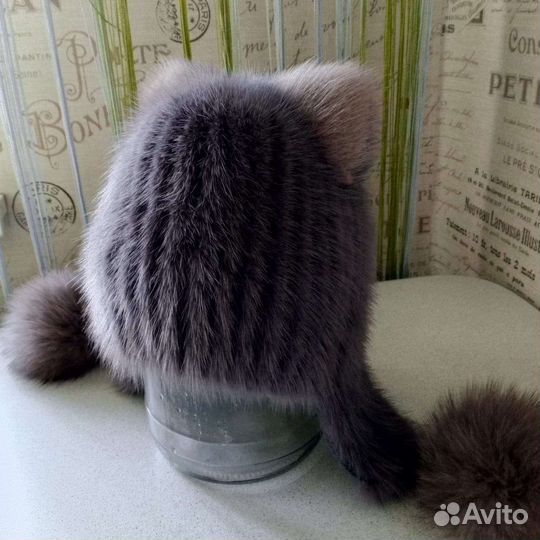 Шапка для девочки норковая кошечка