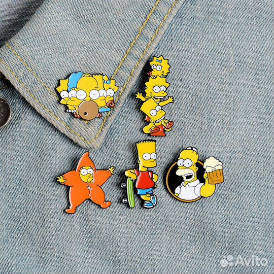Значки симпсоны металлические 5шт