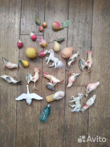 Ёлочные игрушки СССР, ватные, папье-маше