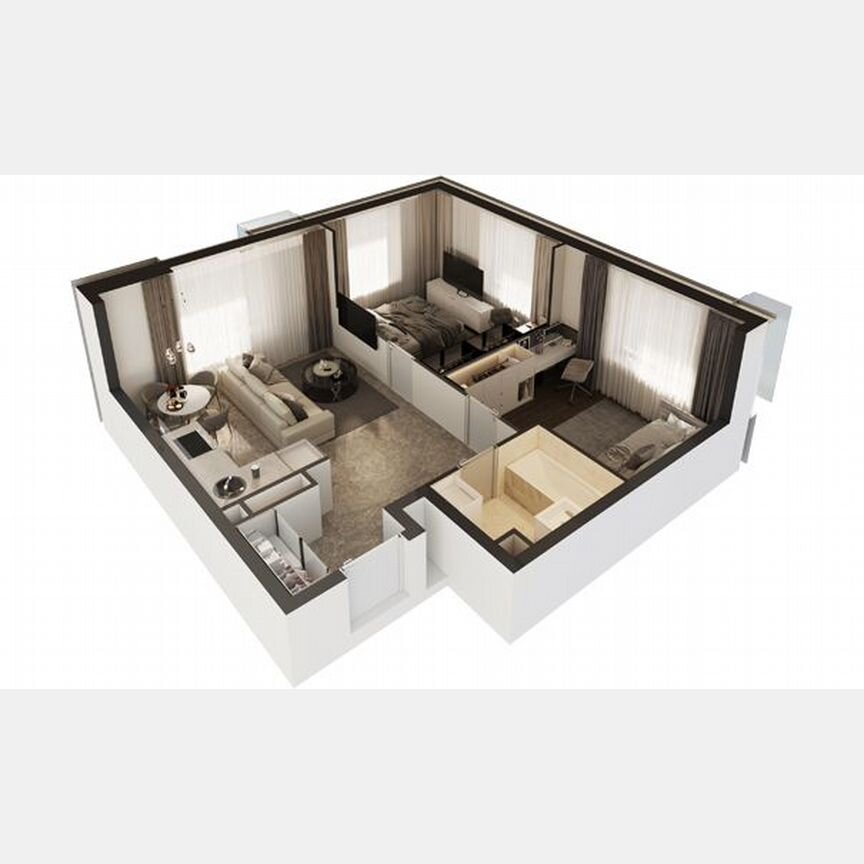 2-к. апартаменты, 52,6 м², 6/30 эт.