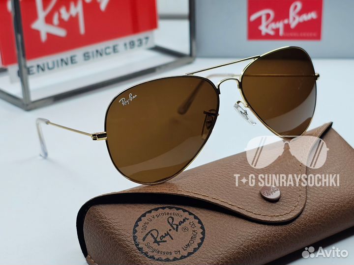 Очки Ray Ban 3025 Aviator Large Metal Коричневые