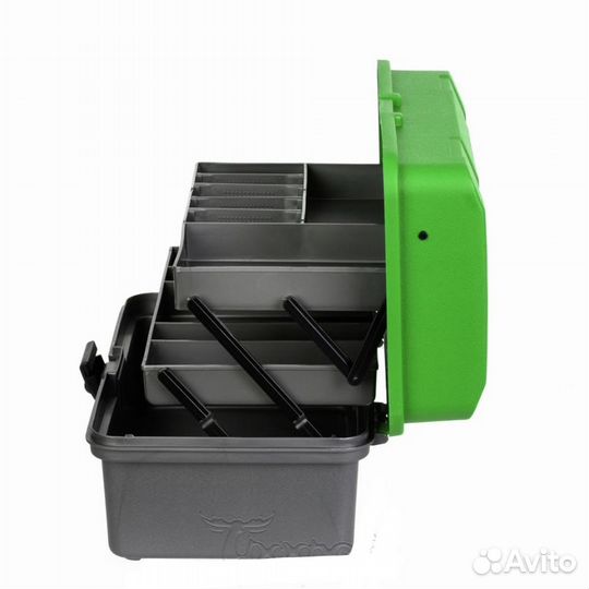Ящик для рыбалки двухполочный зеленый Helios