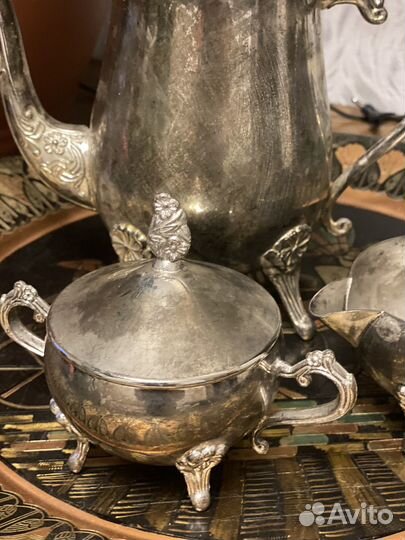 Чайник сливочник сахарница мельхиор