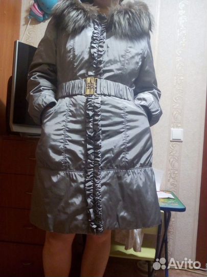 Утеплённое пальто на кроличьем меху