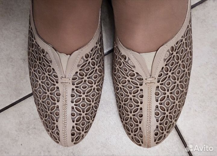 Балетки кожаные