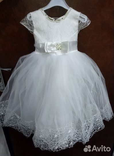 Платье новогоднее белое для девочки 4-5 лет