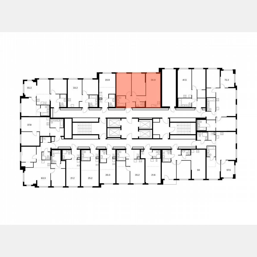 2-к. квартира, 56,9 м², 26/32 эт.