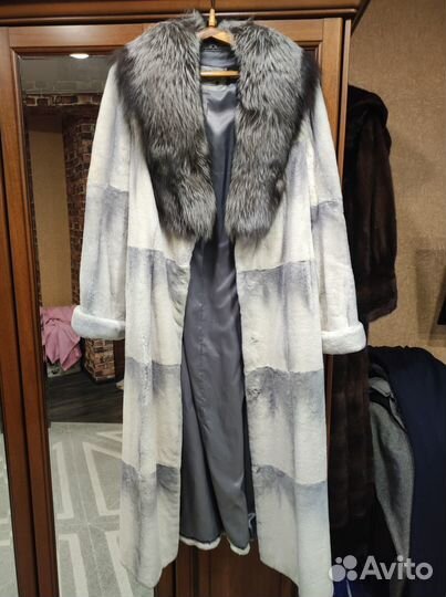 Шуба из стриженого бобра с чернобуркой