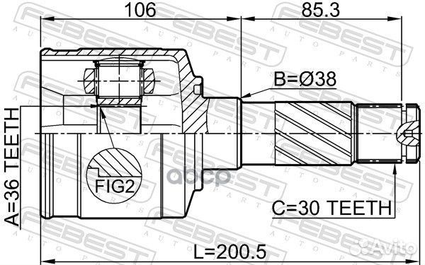 ШРУС внутренний правый 36x38x30 (mazda BT-50 20