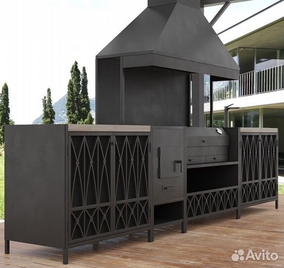 Мангальный комплекс из металла в беседку