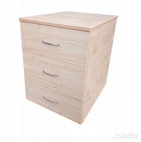 Тумба офисная 3 ящика Клён на колёсах
