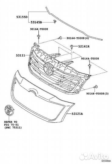 Молдинг Toyota Hilux 2kdftv 2011-2015