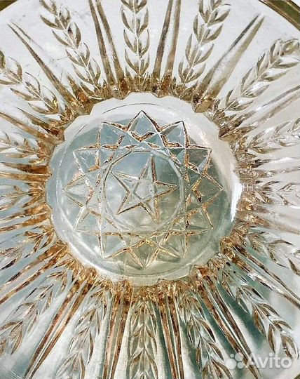 Сталин 30 годы Агитационное Стекло Звезда Колосья