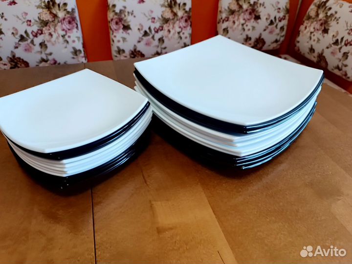 Тарелки luminarc quadrato белые черные