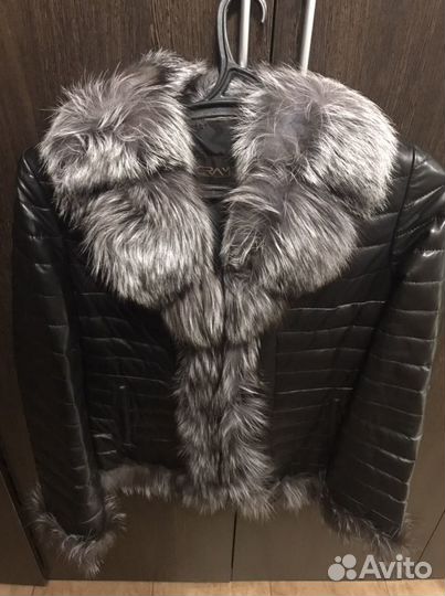 Куртка женская из эко кожи с натуральным мехом