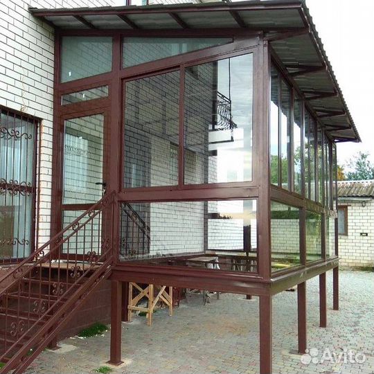 Отстекление веранды террасы беседки