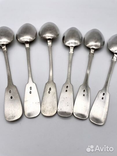Ложки столовые и десертные 6 шт. серебро 84 проба