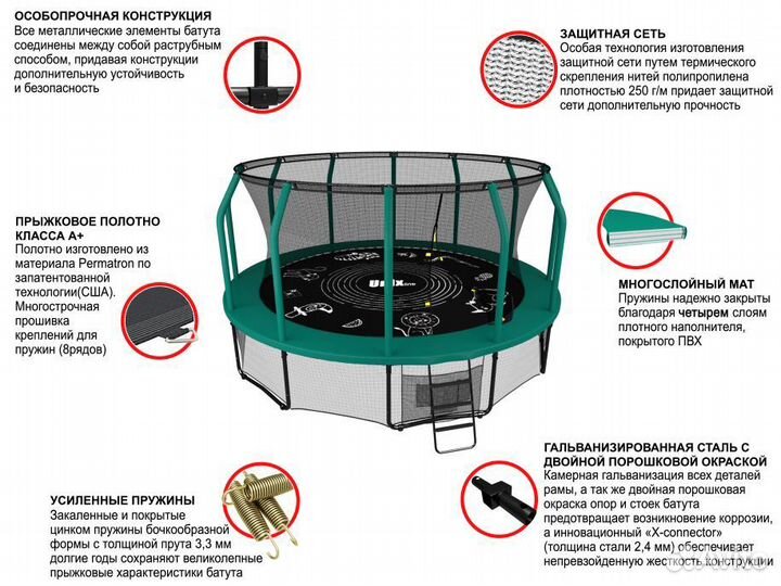 Батут Unix Line Supreme Game 16 ft (green)
