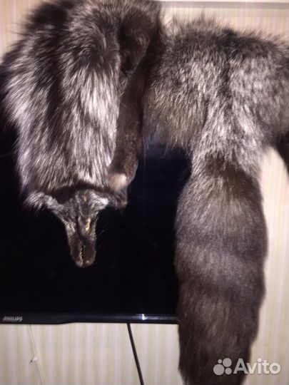 Воротник из чернобурки горжетка